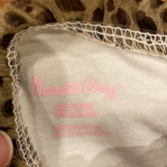 Nanette Baby Fancy Dress Off White Layered Ruffle Rose Bud Leopard Accent O-3 M - Picture 13 of 14